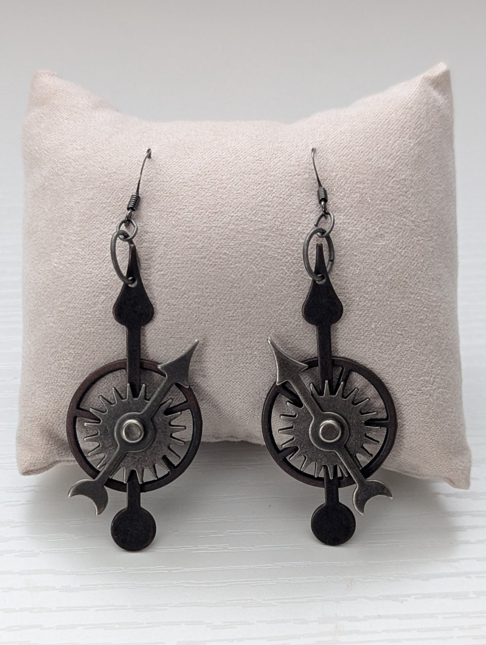 Brown Steampunk Gear Dangle Earrings Jewelry